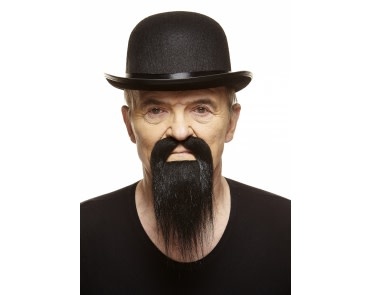 Ducktail Mustache with Beard- Black
