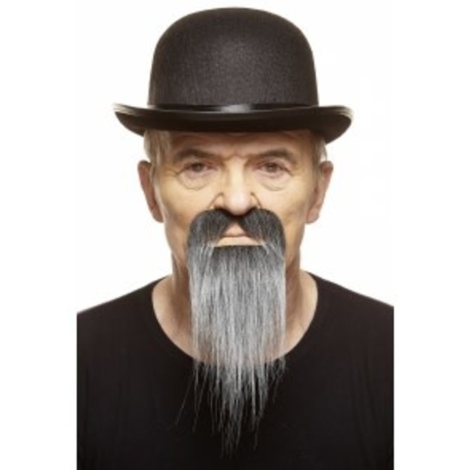 Ducktail Mustache with Beard- Grey