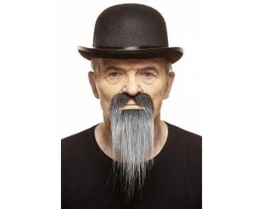 Ducktail Mustache with Beard- Grey