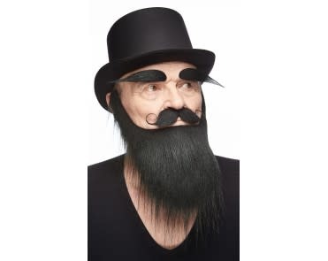 Medieval King Mustache with Beard and Eyebrows- Black