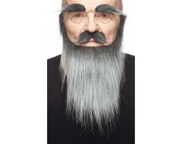 Medieval King Mustache with Beard and Eyebrows- Grey