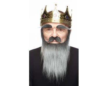 Medieval King Mustache with Beard and Eyebrows- Grey