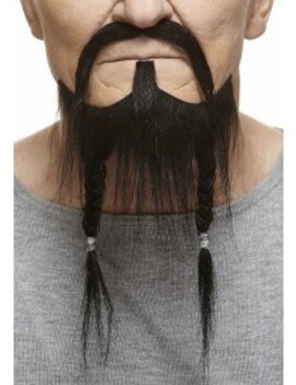 Braided Pirate Mustache with Beard- Black