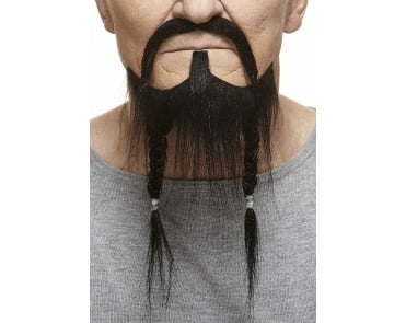 Braided Pirate Mustache with Beard- Black