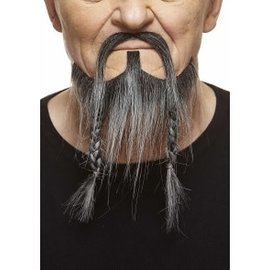 Braided Pirate Mustache with Beard- Grey