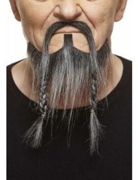 Braided Pirate Mustache with Beard- Grey