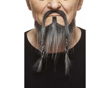 Braided Pirate Mustache with Beard- Grey