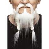 Braided Pirate Mustache with Beard- White