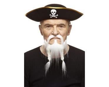 Braided Pirate Mustache with Beard- White