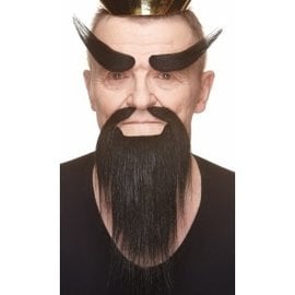 Shaolin Mustache with Beard and Eyebrows- Black