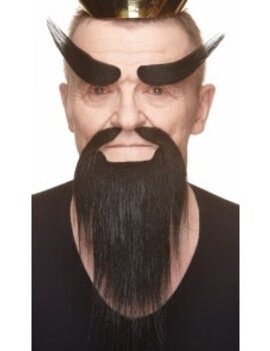Shaolin Mustache with Beard and Eyebrows- Black