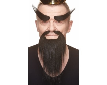 Shaolin Mustache with Beard and Eyebrows- Black