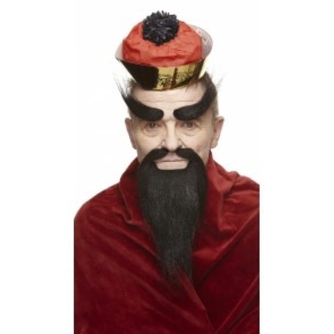 Shaolin Mustache with Beard and Eyebrows- Black