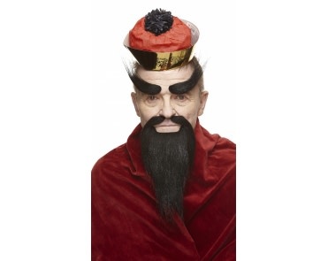 Shaolin Mustache with Beard and Eyebrows- Black