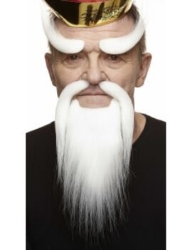 Shaolin Mustache with Beard and Eyebrows- White