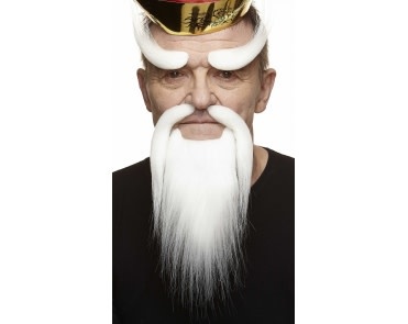 Shaolin Mustache with Beard and Eyebrows- White