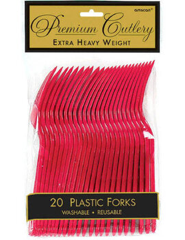 Apple Red Premium Heavy Weight Plastic Forks-20ct
