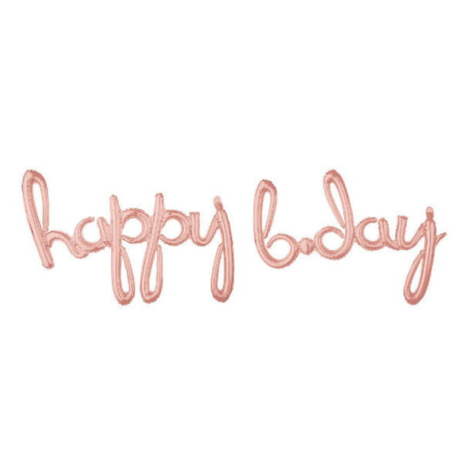 Balloon Script Phrase "Happy Bday" - Rose Gold