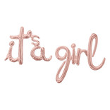 Foil Balloon Script Phrase "It's A Girl" - Rose Gold