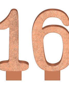 Blush Sixteen Glitter Numeral Candle