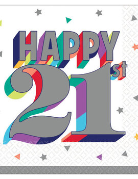 Here's To 21 Beverage Napkins -16ct