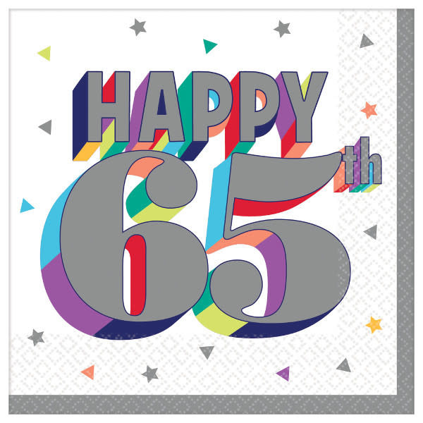 Here's To 65 Beverage Napkins -16ct