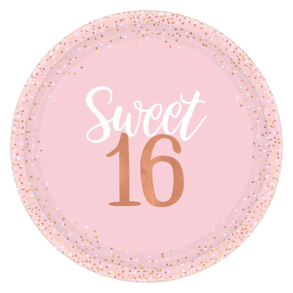 Blush Sixteen Foil Plates, 10 1/2" -8ct