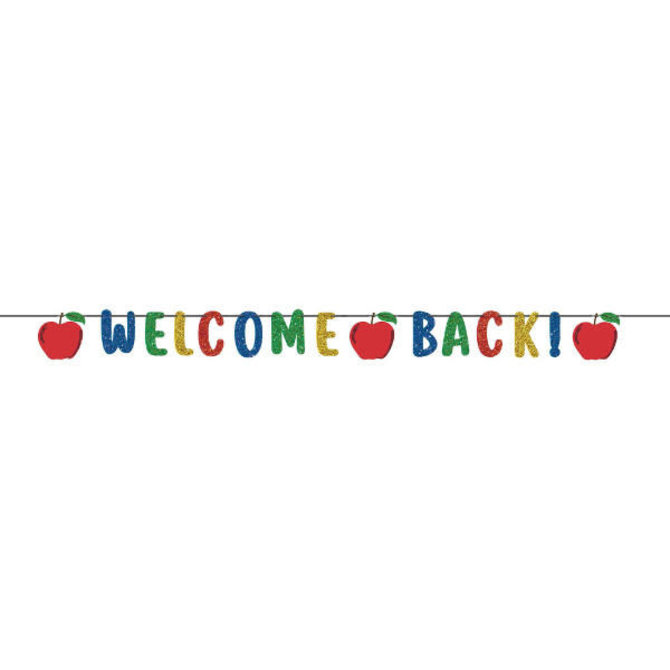 Welcome Back Ribbon Banner w/ Glitter Paper Letters