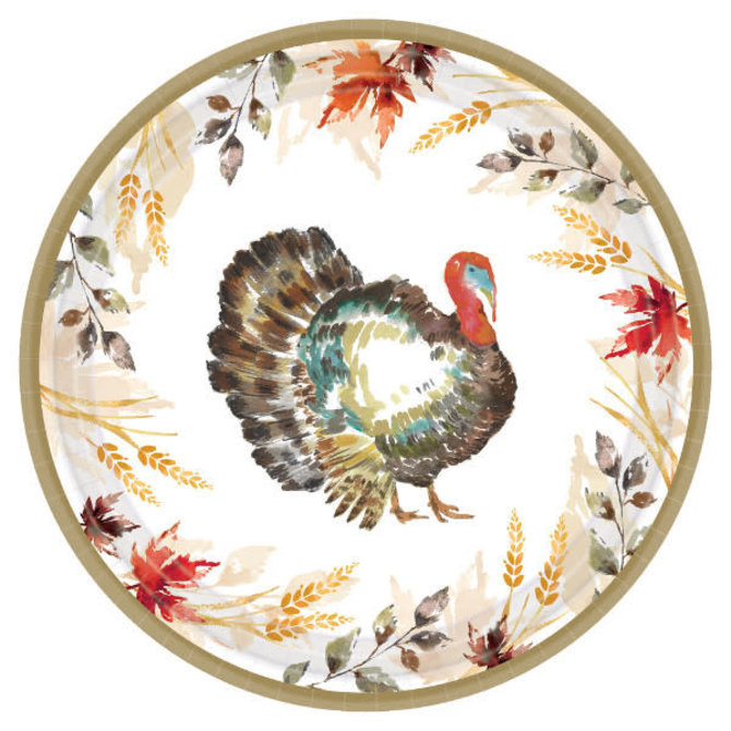 Classic Thanksgiving Round Plates 9", 60ct