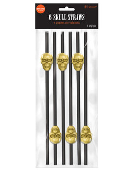 Skull Reusable Plastic Straws-6ct