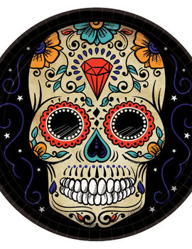 Sugar Skull Round Plates, 10 1/2" -18ct