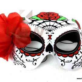 Day of the Dead Half Mask w/Flower