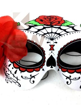 Day of the Dead Half Mask w/Flower