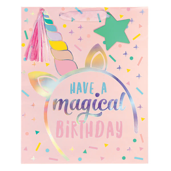 Unicorn Birthday Large Bag w/Gift Tag