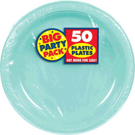 Robin's Egg Blue Big Party Pack Plastic Plates, 10 1/4" 50ct