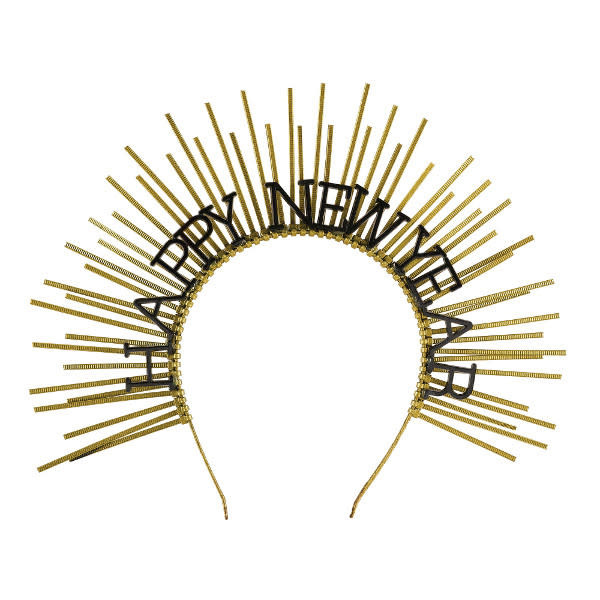 Happy New Year Spike Headpiece - Black and Gold
