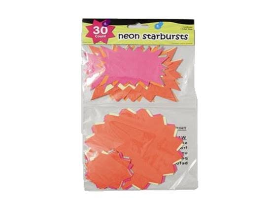 Paper Starbursts, Neon 5 Sizes, 30ct
