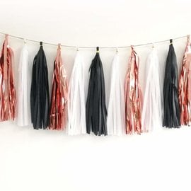 Large Balloon Tassel Black and Rose Gold