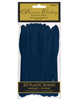 Navy Premium Heavy Weight Plastic Knives 20ct
