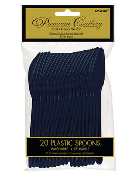 Navy Premium Heavy Weight Plastic Spoons 20ct