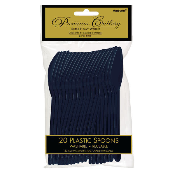 Navy Premium Heavy Weight Plastic Spoons 20ct
