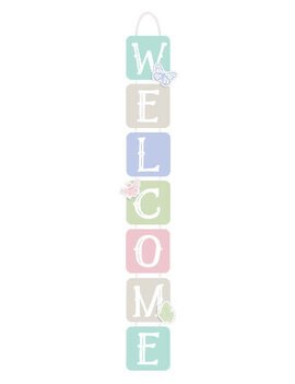 Long Welcome Sign -28 1/2" x 5" Wood w/ ribbon hanger
