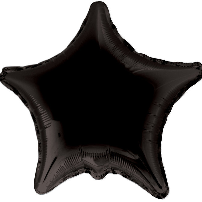 Chrome Black Star Foil Balloons, 19"