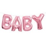Foil Balloon Script Phrase "Baby"- Light Pink