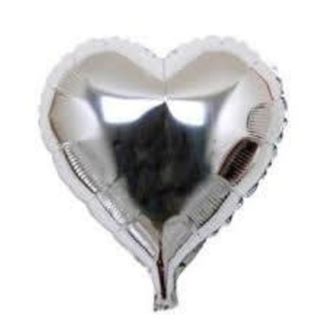 Silver Heart Shape Foil Balloon, 18"