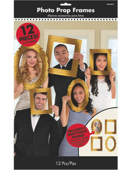 Photo Booth Frame Props - Gold -12ct
