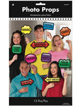 Photo Booth Photo Props - Trendy Phrases -13ct