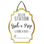 White and Gold Photo Booth Selfie Station Sign