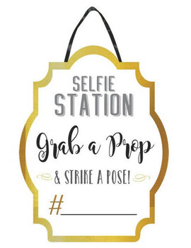 White and Gold Photo Booth Selfie Station Sign