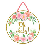 Floral Baby Cardboard Sign with Glitter